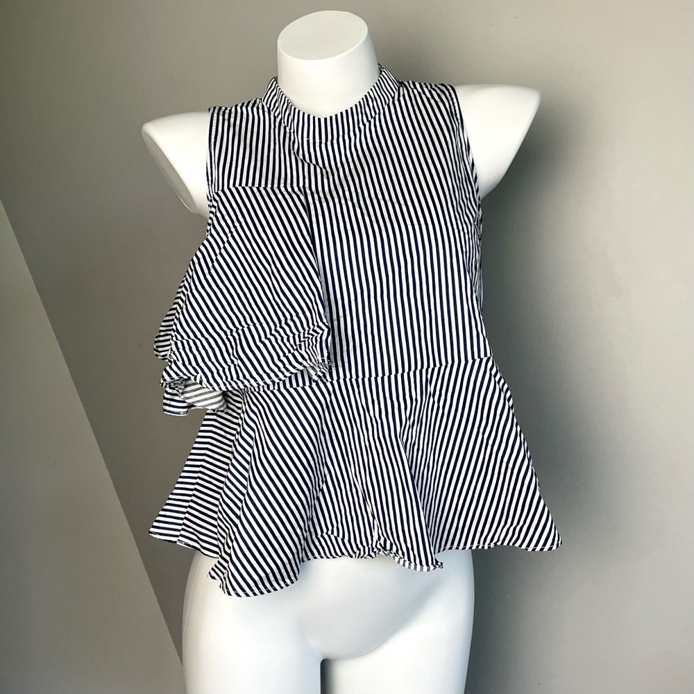 Retro Navy Striped Sleeveless Top